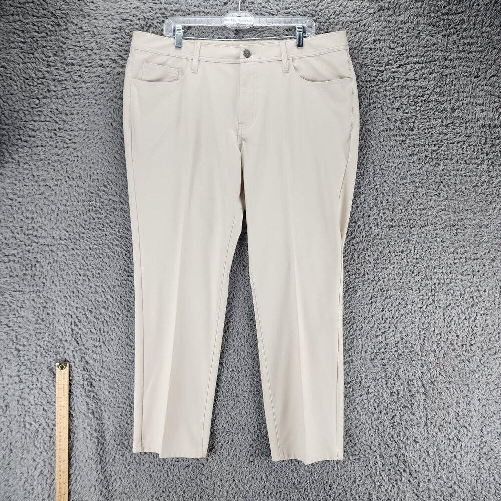 J.Hilburn Pants Mens 40x28 SLL Tan Mid Rise Slim Fit *GUC*